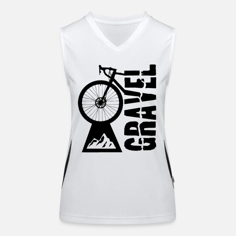 Design de vélo de gravier avec motif de roue et de montagne Débardeur respirant contrasté Femme