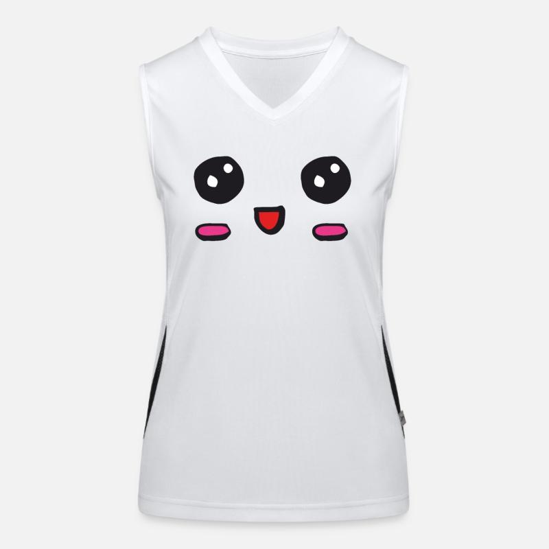 Visage kawaii avec un sourire ouvert Débardeur respirant contrasté Femme