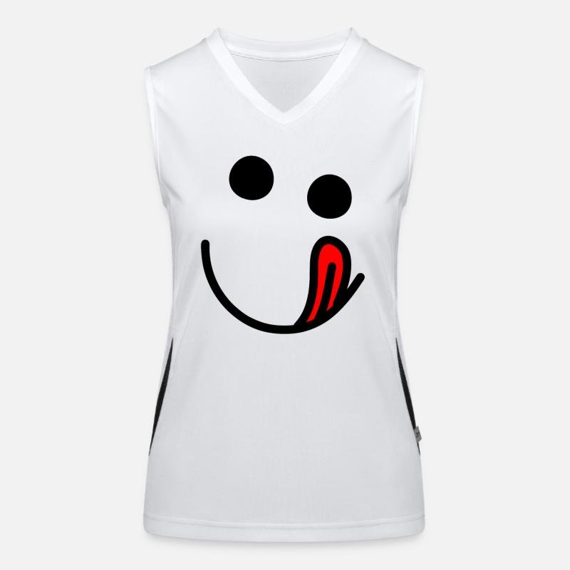 Langue dehors - visage heureux affamé Débardeur respirant contrasté Femme