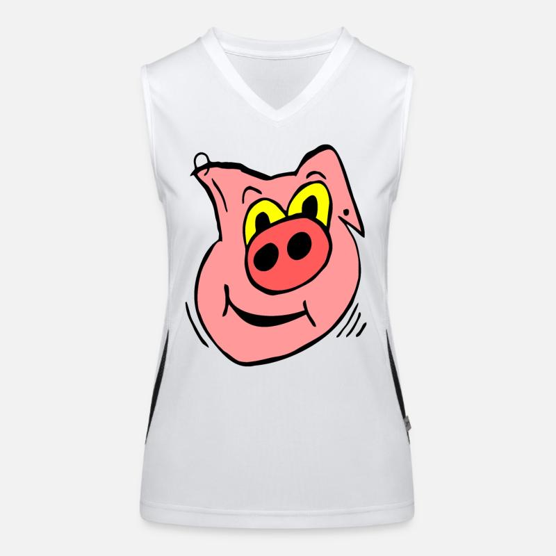 Drôle de cochon en rose Débardeur respirant contrasté Femme