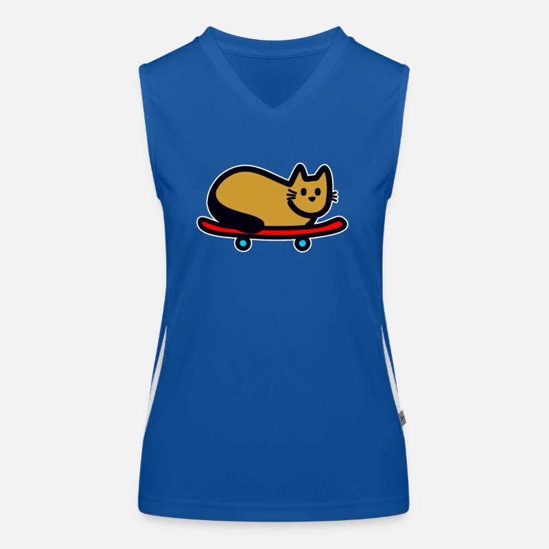 Cat on skateboard Women's Functional Contrast Tank Top