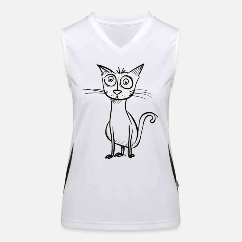 Strange cartoon cat Women's Functional Contrast Tank Top