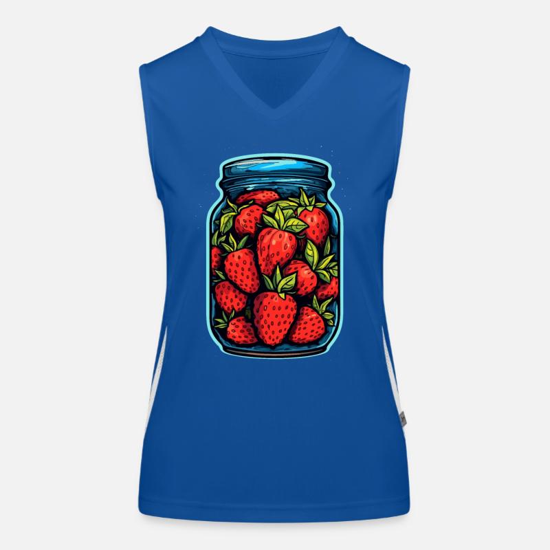 Glasgefäß mit Erdbeeren Funktionelles Kontrast-Tank Top für Frauen