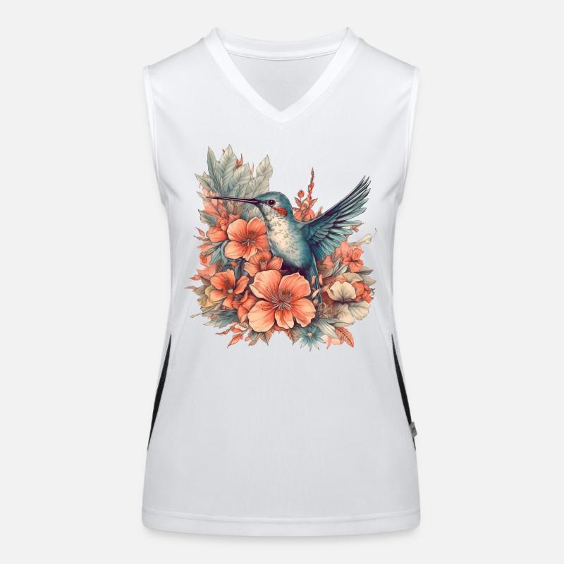 Colibri aux fleurs tropicales Débardeur respirant contrasté Femme