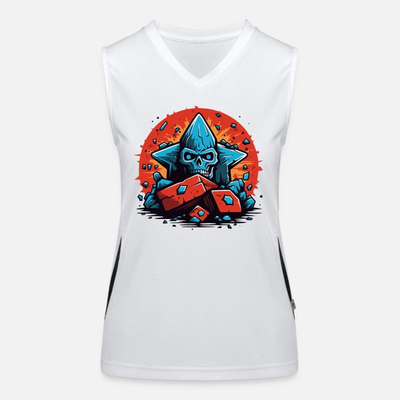 Zombie skull on the rocks Women's Functional Contrast Tank Top