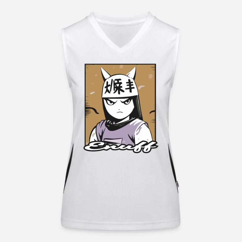 Cartoon Anime Manga Samurai Katzen Mädchen Funktionelles Kontrast-Tank Top für Frauen