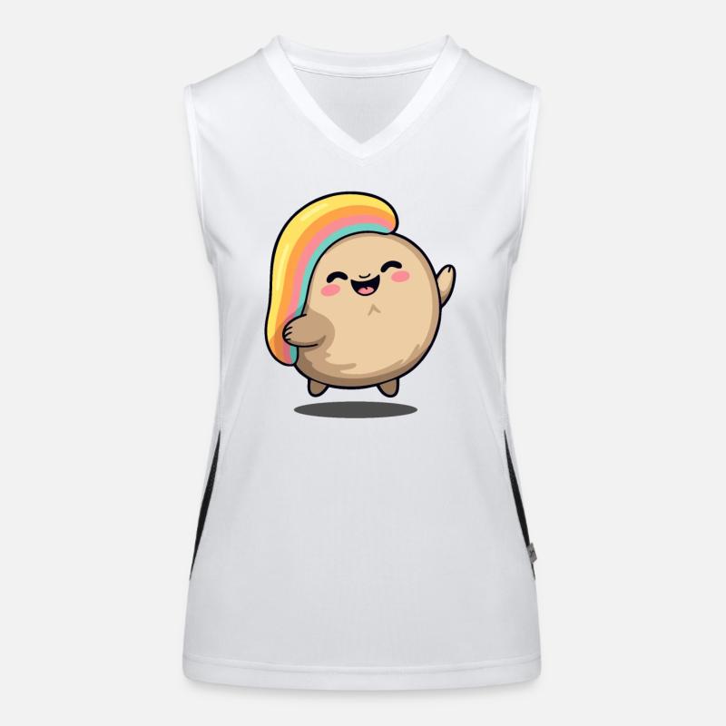 Happy cute chibi thing Women's Functional Contrast Tank Top
