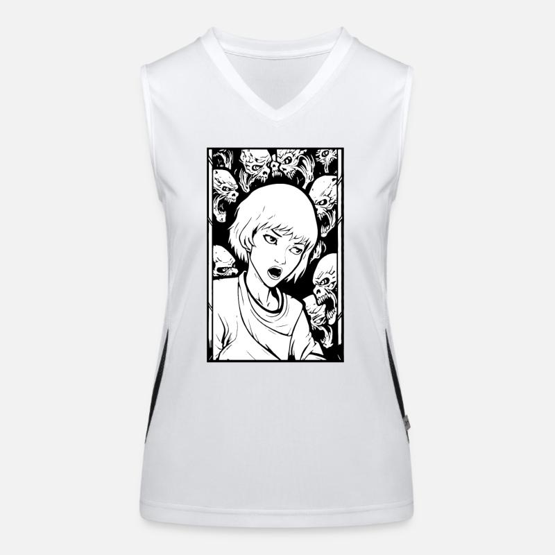 Cartoonfrau und schaurige Dämonen Funktionelles Kontrast-Tank Top für Frauen