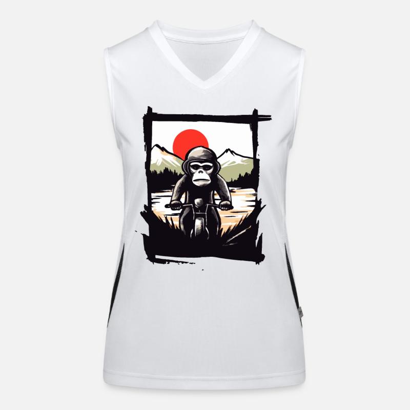 Wütender Motorradfahrer Biker Affe Funktionelles Kontrast-Tank Top für Frauen