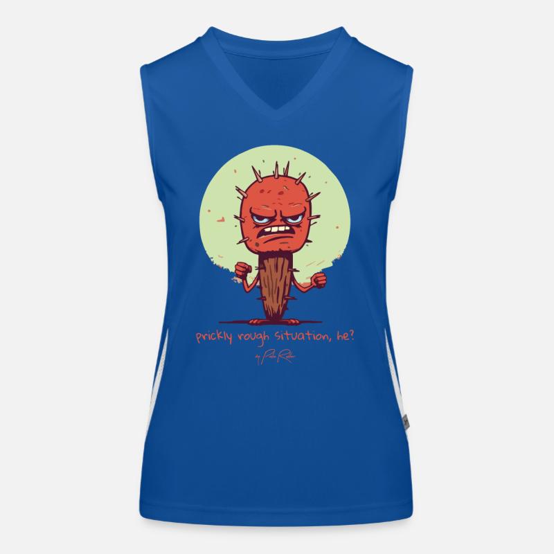 Situation difficile et épicée, un cactus en difficulté Débardeur respirant contrasté Femme