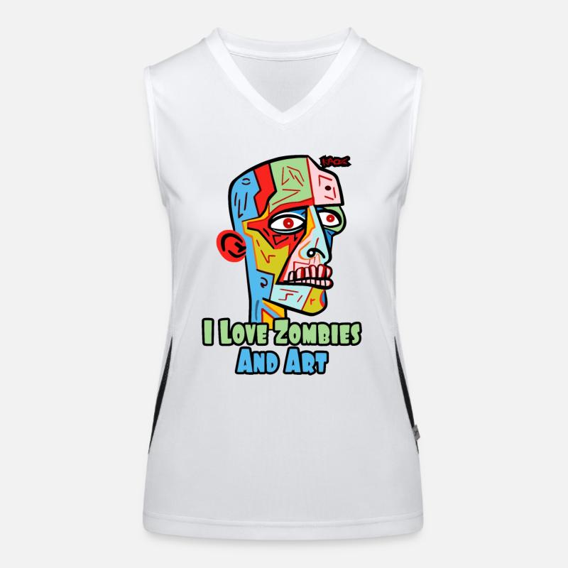 Ich liebe Zombies und Kunst Funktionelles Kontrast-Tank Top für Frauen