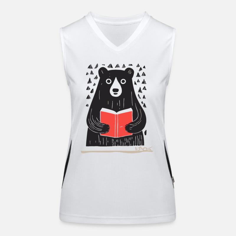 Ein lesender Bär Funktionelles Kontrast-Tank Top für Frauen
