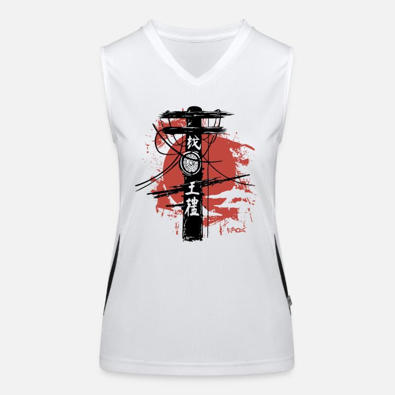 Japanischer Strommast Funktionelles Kontrast-Tank Top für Frauen