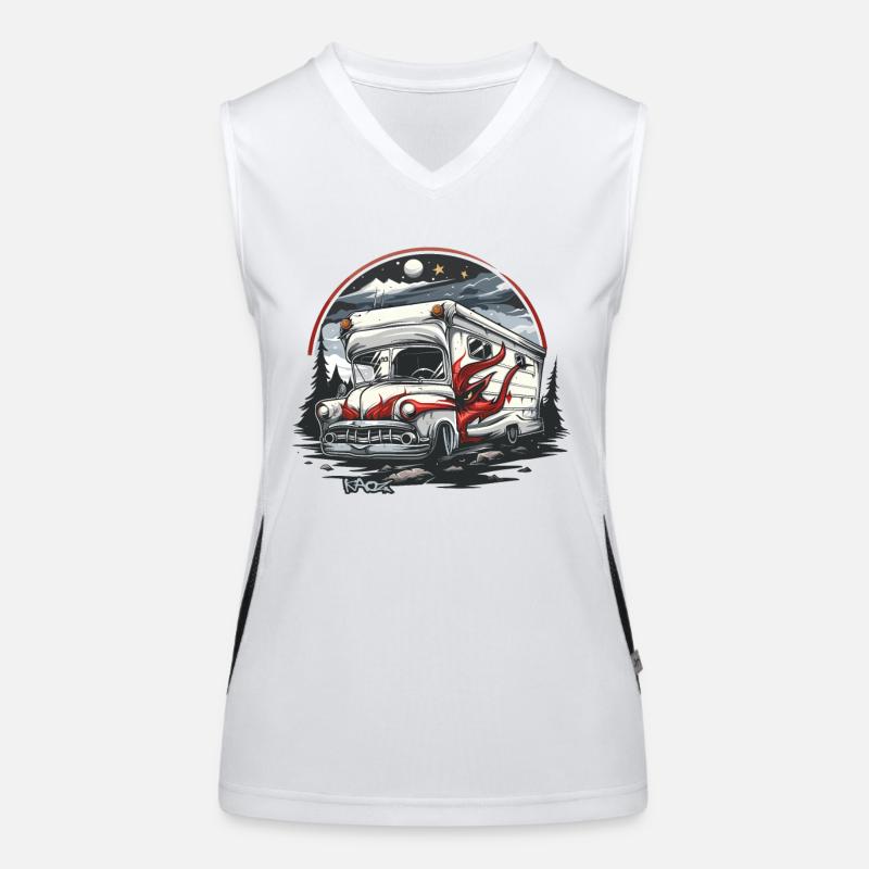 Satan Devilish Demon in Motorhome Camping Women's Functional Contrast Tank Top