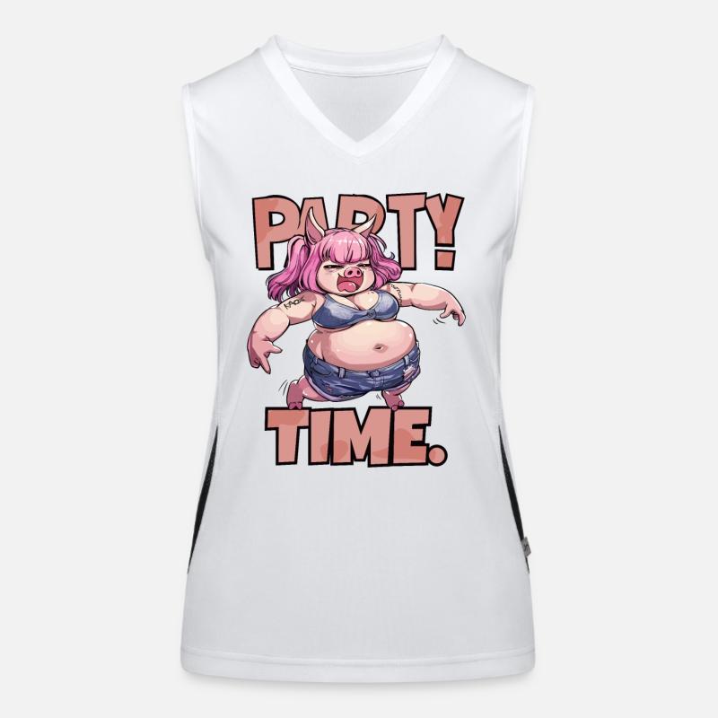 Sau rauslassen Partyzeit und Disco-Party-Schwein Funktionelles Kontrast-Tank Top für Frauen