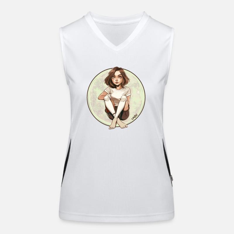 Sitzendes Anime-Mädchen Funktionelles Kontrast-Tank Top für Frauen