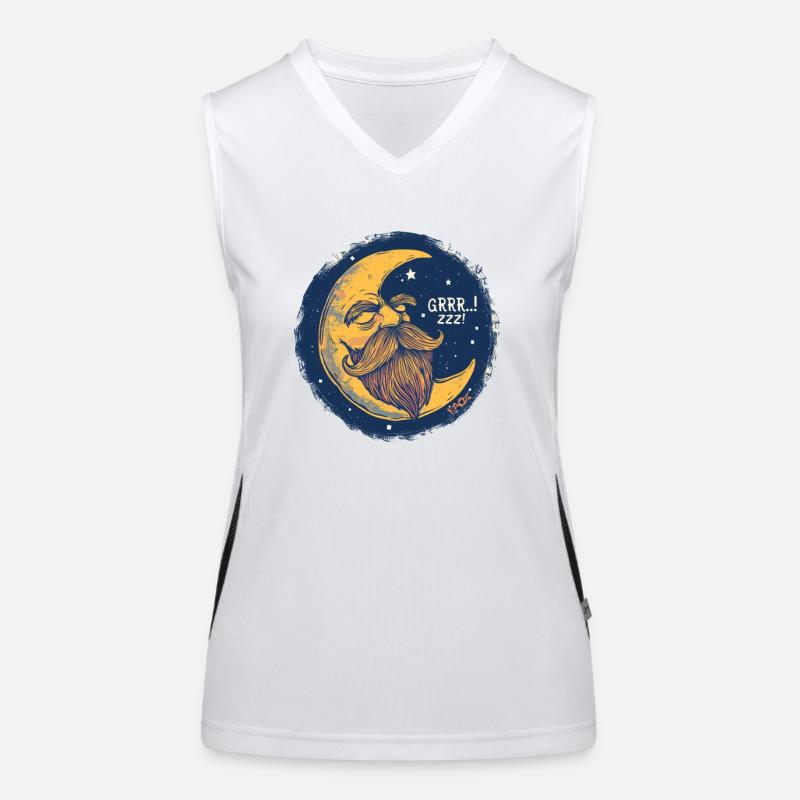 Sleeping moon in starry sky Women's Functional Contrast Tank Top