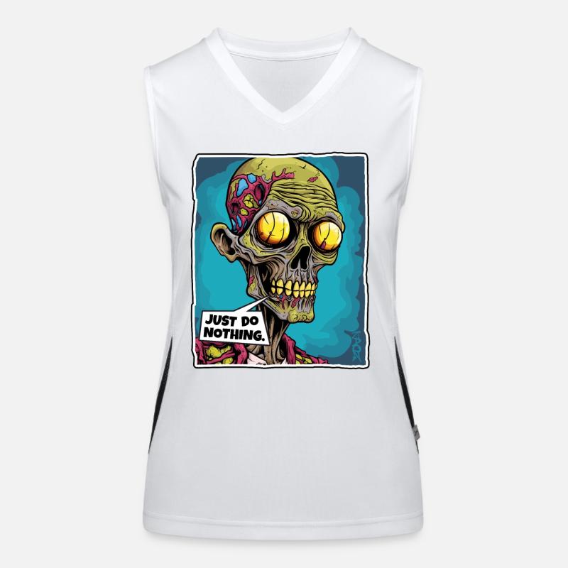 Zombie Skull Skeleton: Do Nothing Women's Functional Contrast Tank Top