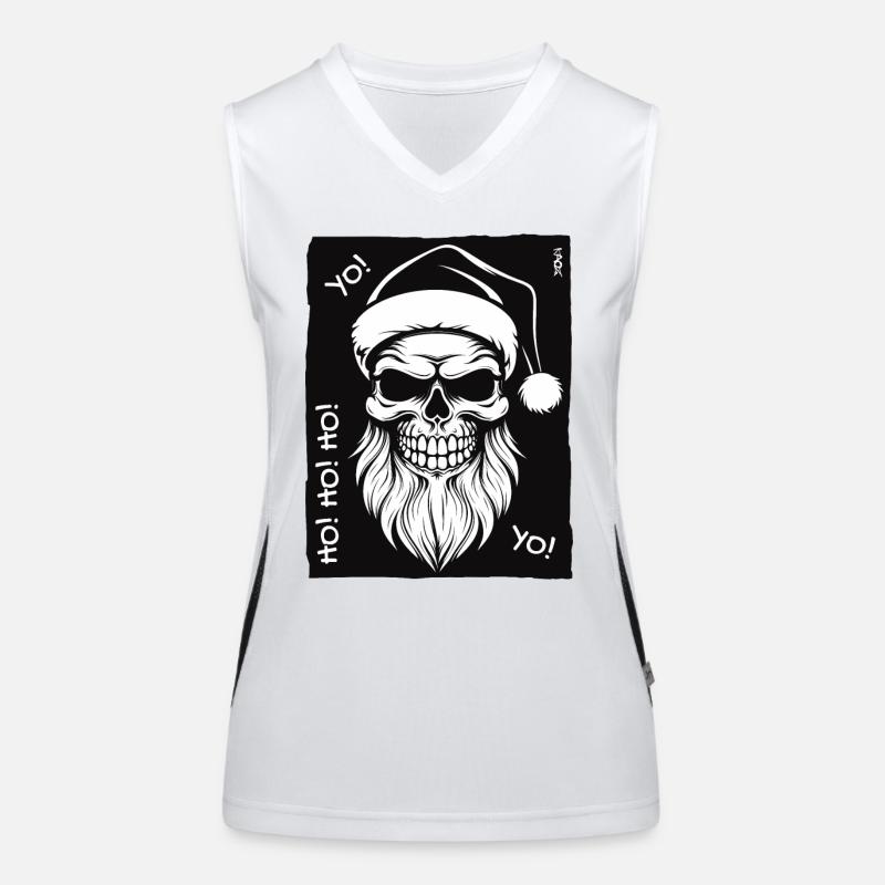 Crâne de père Noël : Joyeux Noël Yo Ho Ho Ho Débardeur respirant contrasté Femme