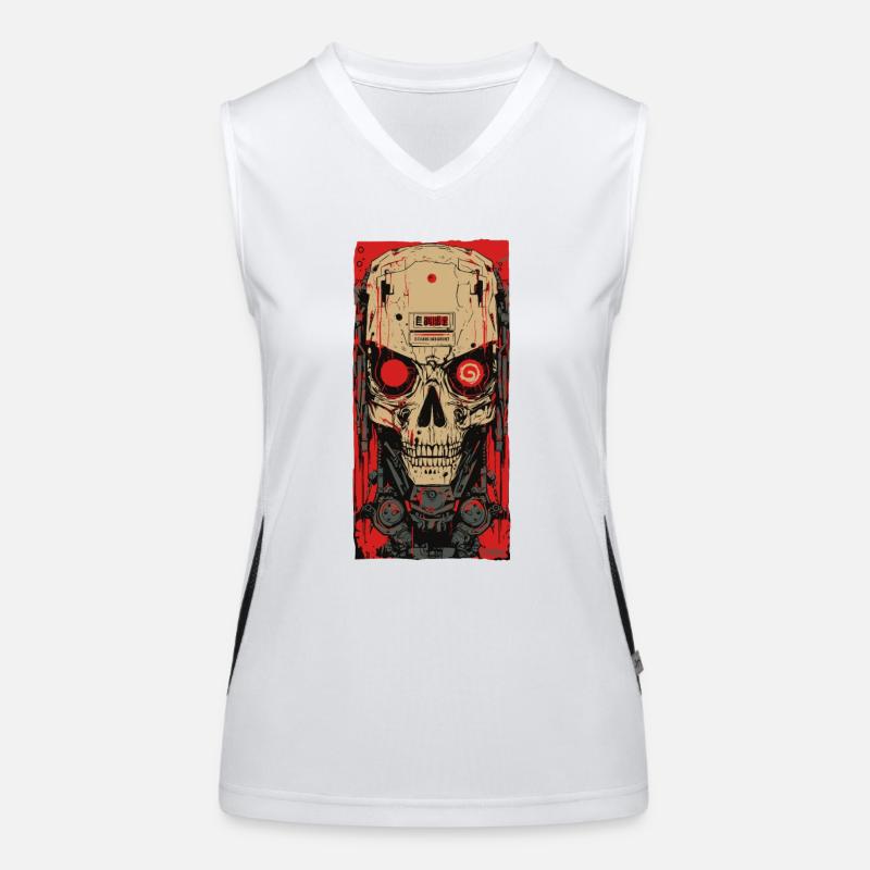 Horror Cyborg Skull Women's Functional Contrast Tank Top