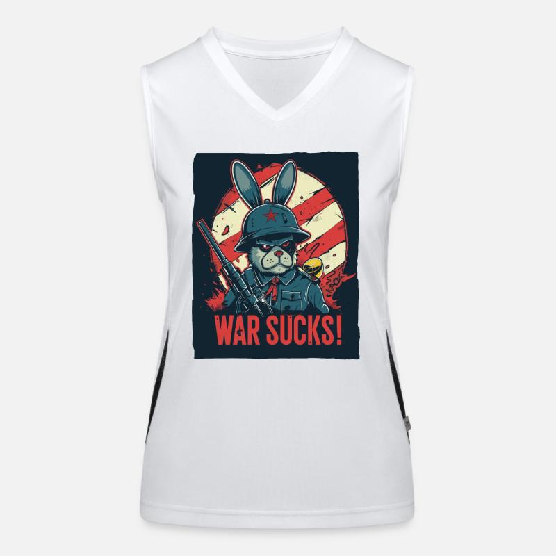 Captain Rabbit Hüpf: War is crap Women's Functional Contrast Tank Top