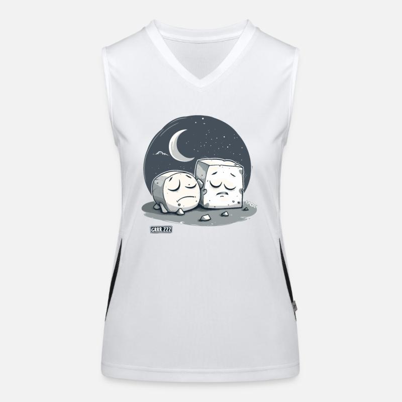 Cute Sleepy Tofu and the Moon Women's Functional Contrast Tank Top