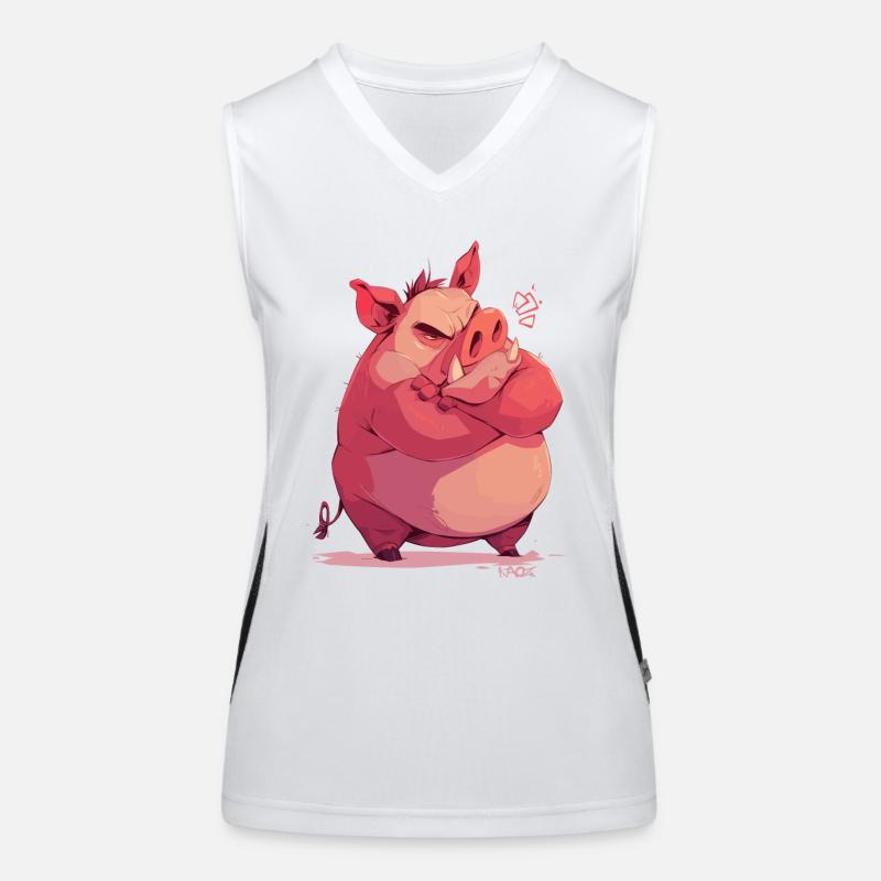 Cochon en colère et offensé Débardeur respirant contrasté Femme
