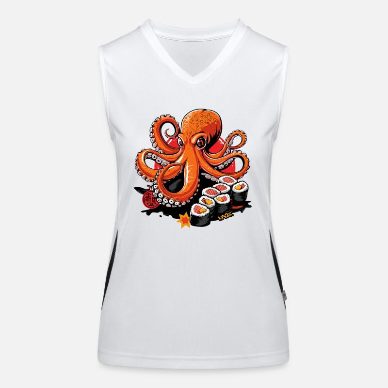 Funny Japanese Octopus Sushi Women's Functional Contrast Tank Top