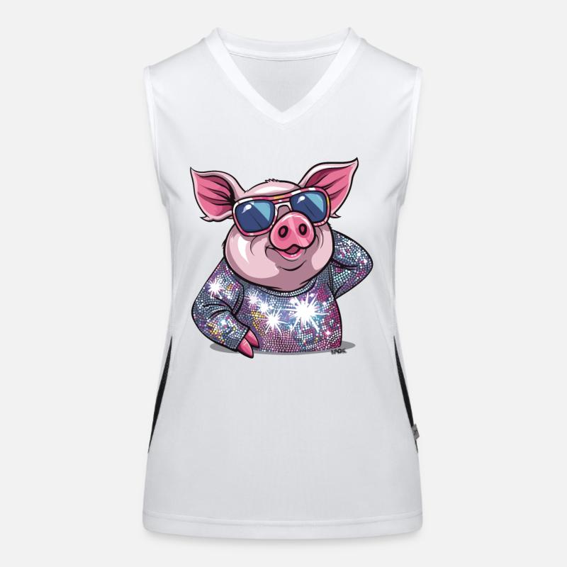 Cochon de danse disco scintillante Diva Débardeur respirant contrasté Femme