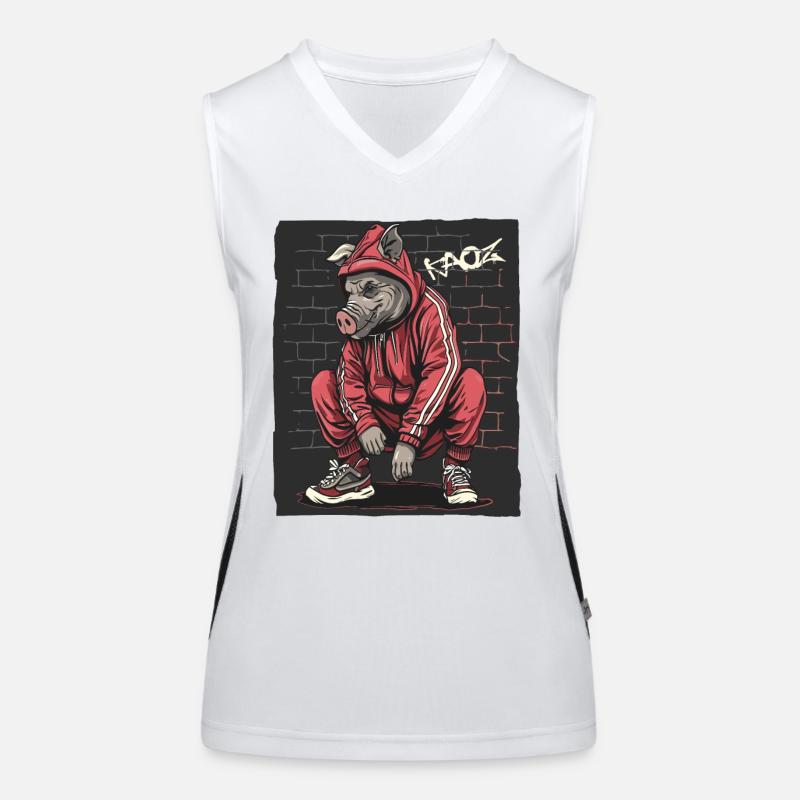 Funny sow in tracksuit: Gopnik pig Women's Functional Contrast Tank Top