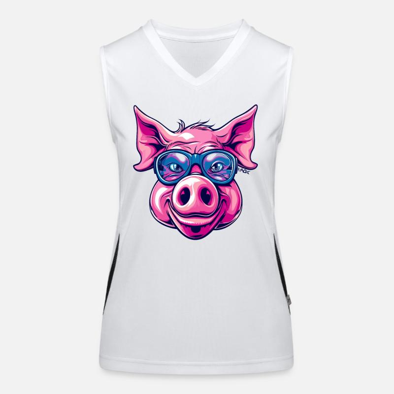 Un cochon porte de drôles de lunettes Débardeur respirant contrasté Femme