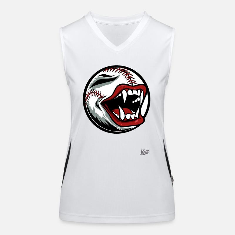 Baseball-Maskottchen mit Vampir-Zähnen Funktionelles Kontrast-Tank Top für Frauen