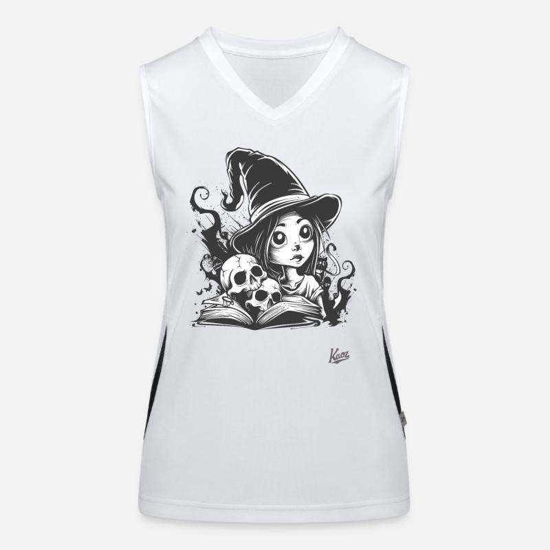 Magical Magician with Skulls and Spell Women's Functional Contrast Tank Top