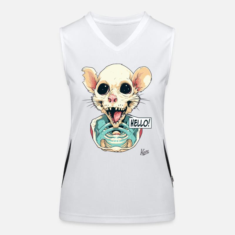 Hamster rat skeleton says hello Women's Functional Contrast Tank Top