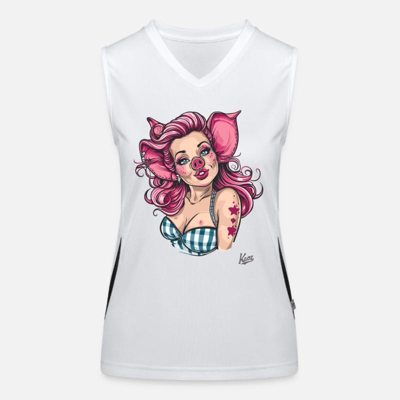 Pin-up et cochon cochon Débardeur respirant contrasté Femme