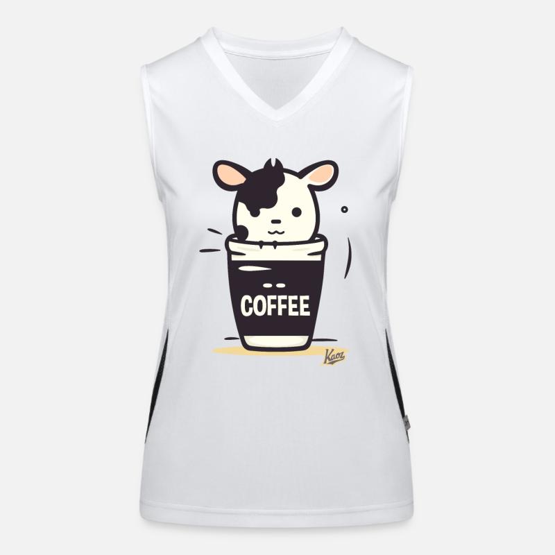 Mignonne petite vache à café Débardeur respirant contrasté Femme