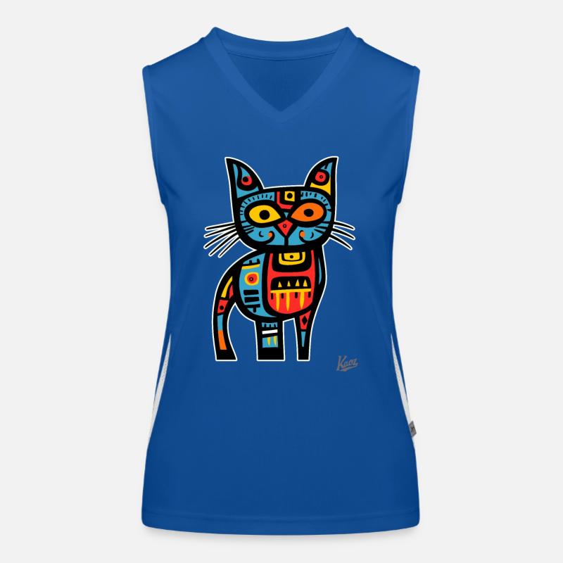 Abstrakte Kubismus-Kunst, dämliche Katze Funktionelles Kontrast-Tank Top für Frauen