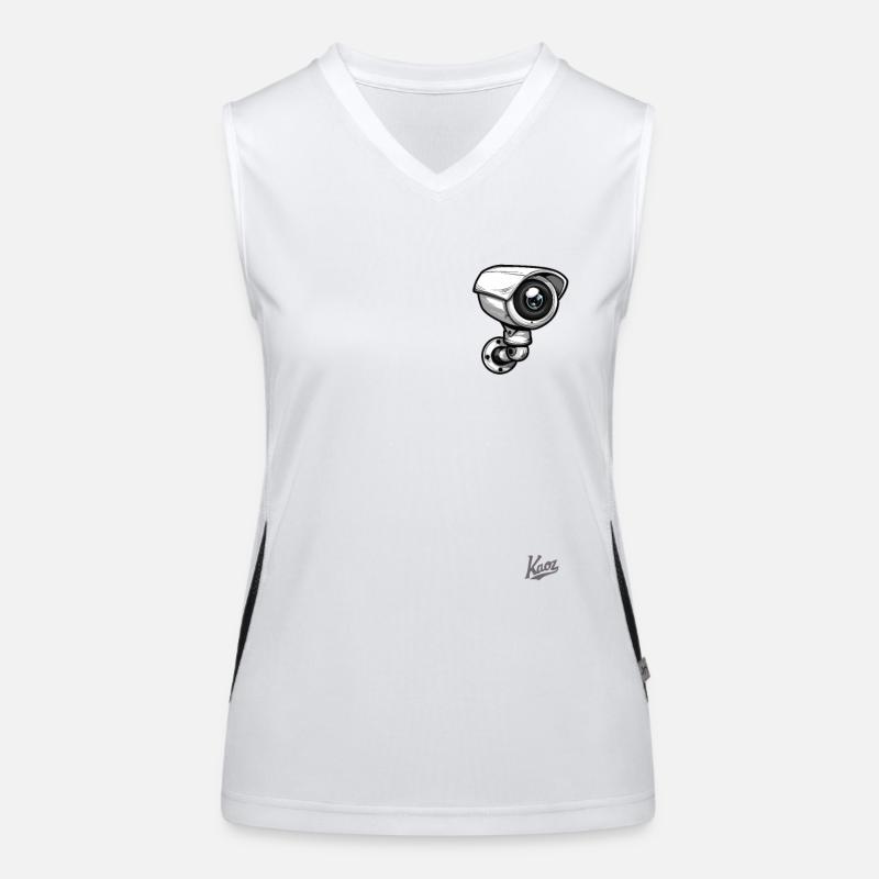 Caricature d’une petite caméra de sécurité Débardeur respirant contrasté Femme