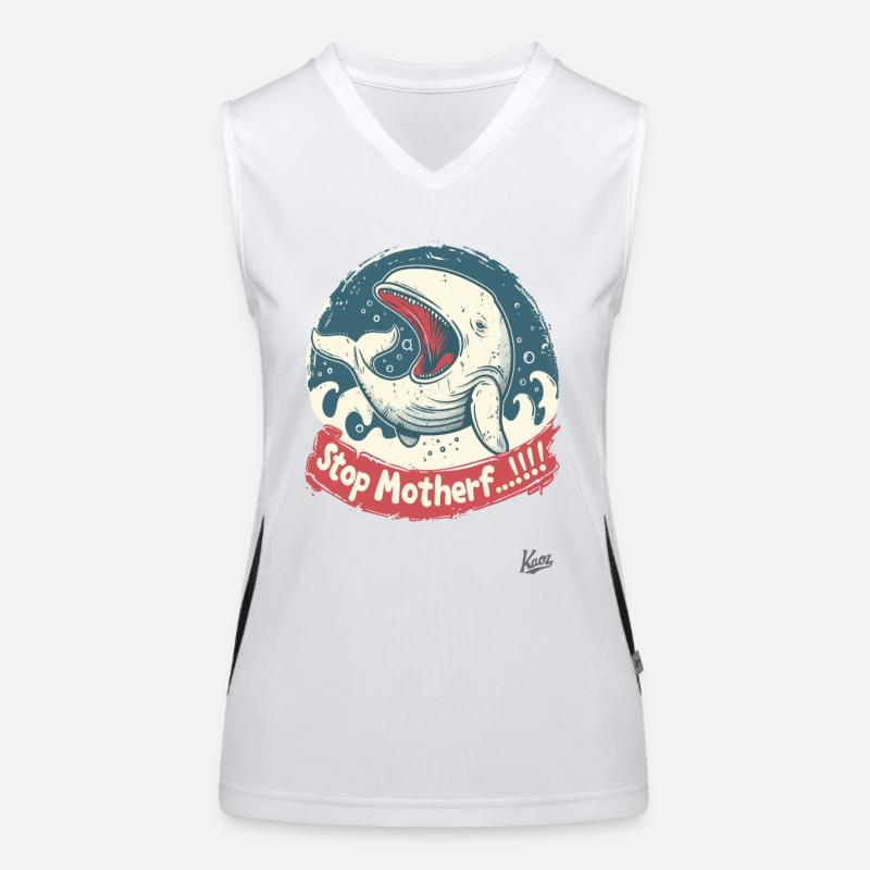 Bedrohte Art: Walfisch, STOP MUTTERF... Funktionelles Kontrast-Tank Top für Frauen