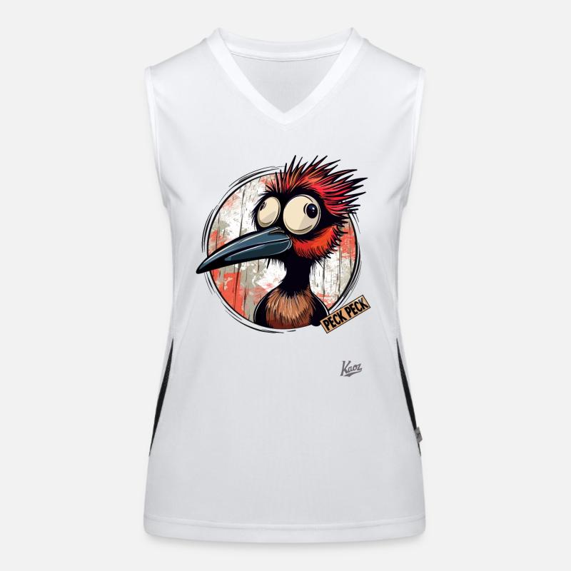 pick pock: Verrückter Lustiger Specht Funktionelles Kontrast-Tank Top für Frauen