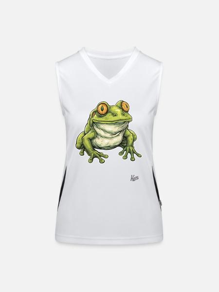 Cute Fat Chubby Frog - Women's Functional Contrast Tank Top - white/black - Front