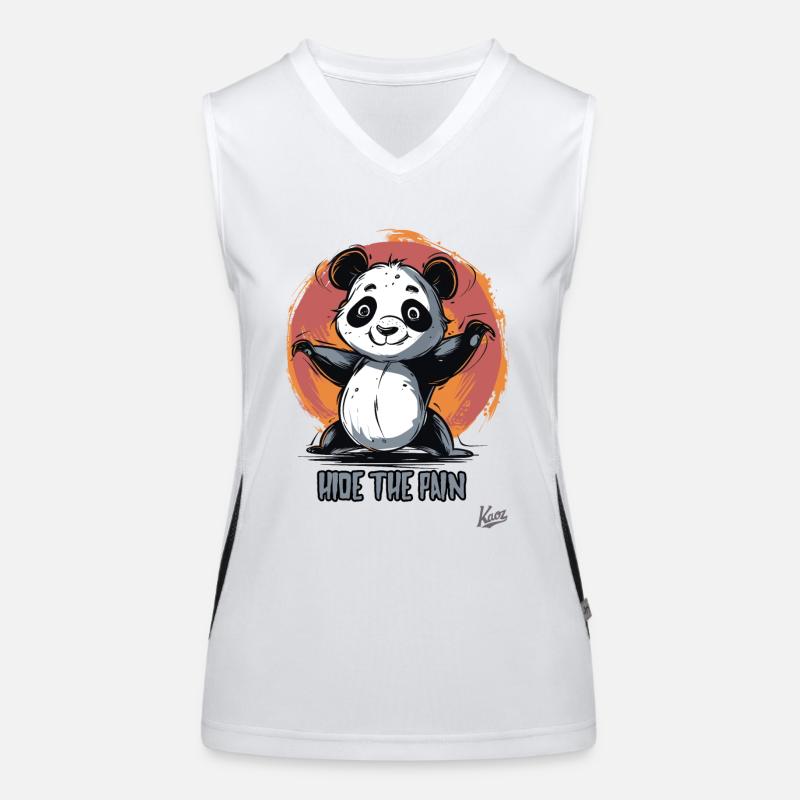 Verstecke den Schmerz: Süßer leidender Panda Funktionelles Kontrast-Tank Top für Frauen
