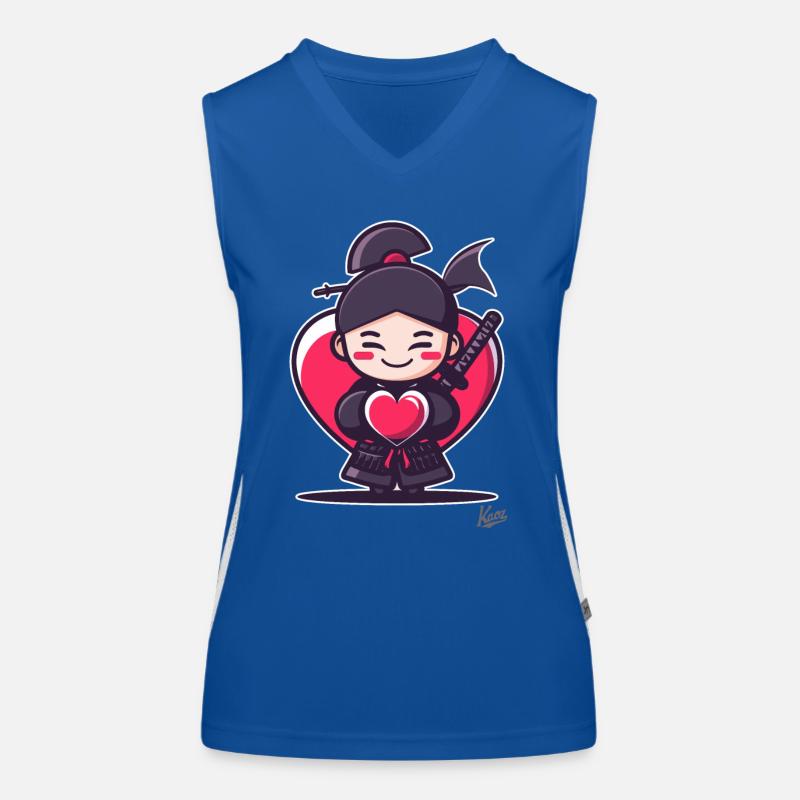 Samouraï mignon et joyeux avec du cœur et de l’amour Débardeur respirant contrasté Femme