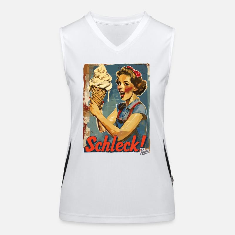 Liebe Dame mit riesigem Waffel-Eis Funktionelles Kontrast-Tank Top für Frauen