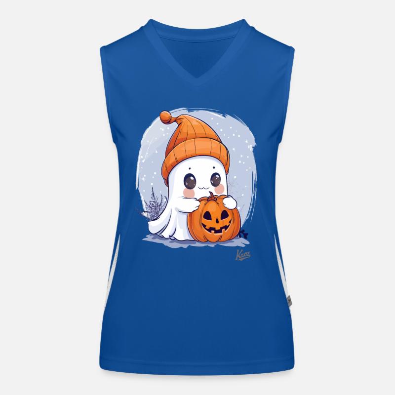 Mignon petit fantôme avec citrouille d’Halloween Débardeur respirant contrasté Femme