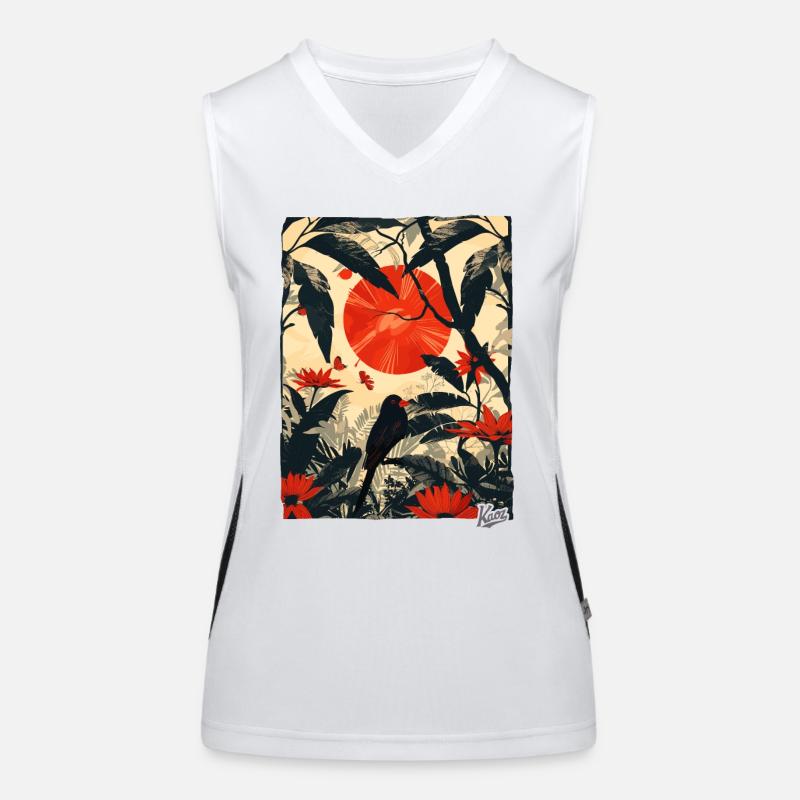 Pflanzen, Dschungel und Vogel Funktionelles Kontrast-Tank Top für Frauen