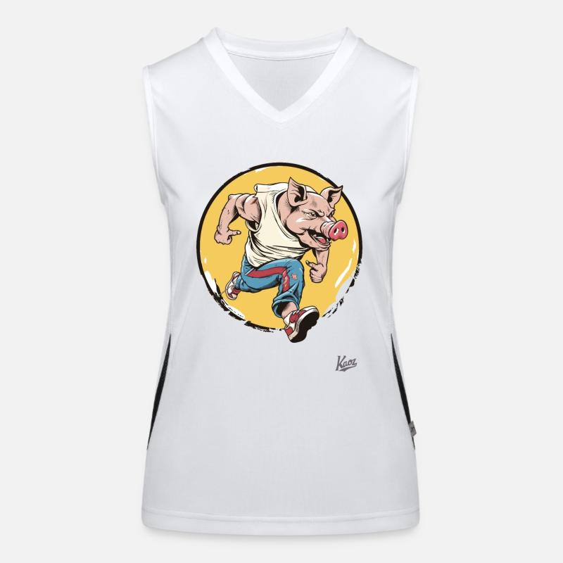 Laufendes Schwein Funktionelles Kontrast-Tank Top für Frauen