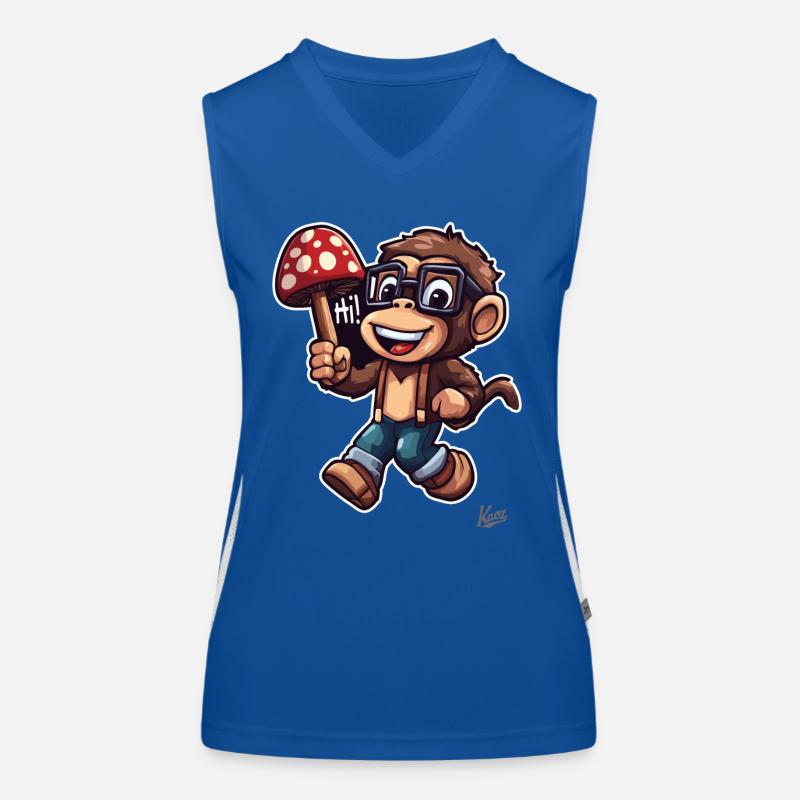 Lustiger Nerd-Affe mit Pilz Funktionelles Kontrast-Tank Top für Frauen