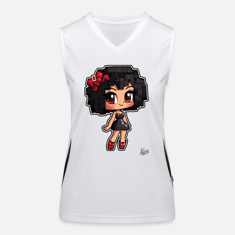 Pixel Chibi: Cute Burlesque Babe Women's Functional Contrast Tank Top