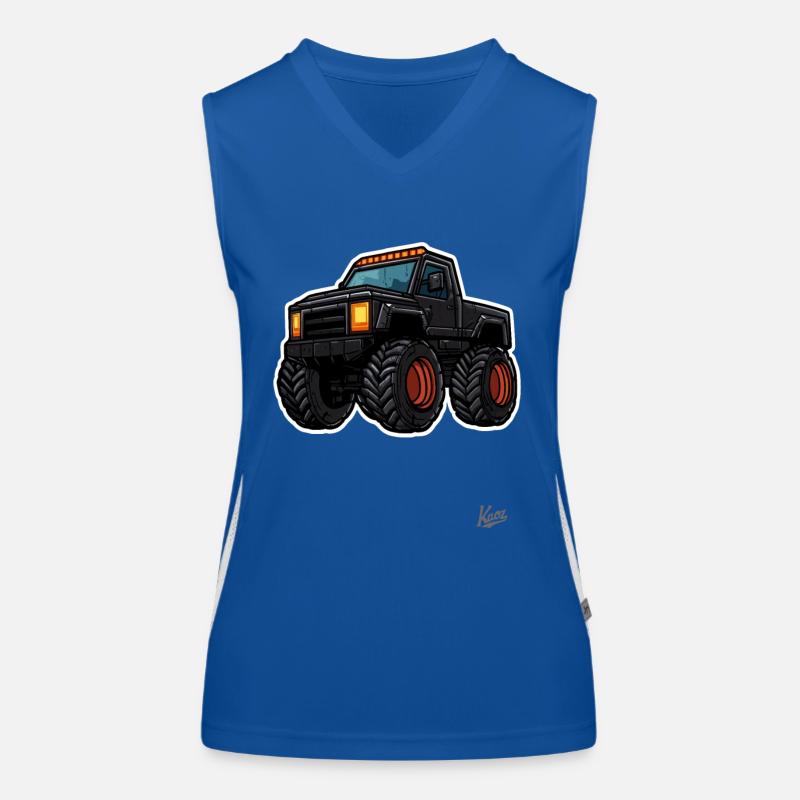 schwarzer Pixel Monstertruck Funktionelles Kontrast-Tank Top für Frauen